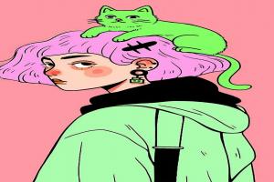 Wallpaper: Girl and Cat Wallpaper