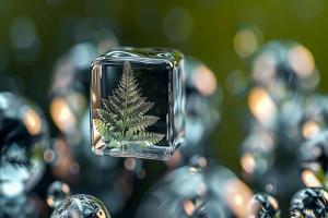 Computer wallpaper｜Leaves in transparent ice