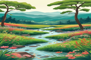 Mobile wallpaper | Forest stream, accompanied by wild flowers